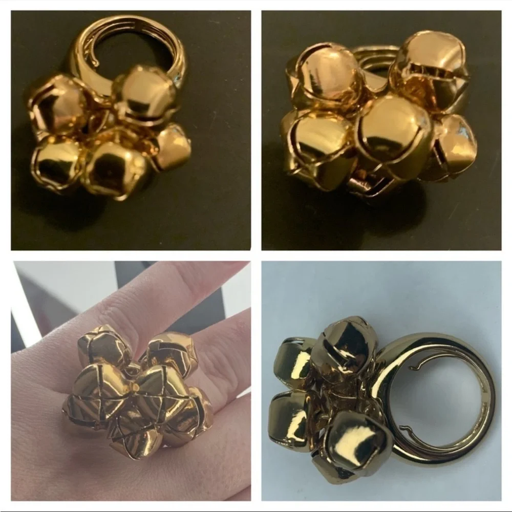 Kate Spade Jingle Bells Adjustable size 6 7 8 Christmas Gold Ring